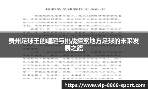 贵州足球王的崛起与挑战探索地方足球的未来发展之路